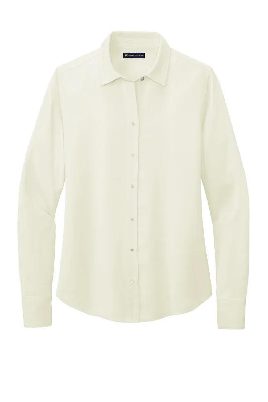 Brooks Brothers Womens Satin Anti Static Long Sleeve Button Down Shirt - Off White