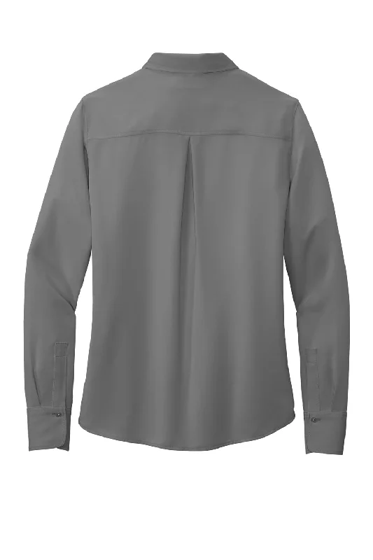 Brooks Brothers Womens Satin Anti Static Long Sleeve Button Down Shirt - Shadow Grey