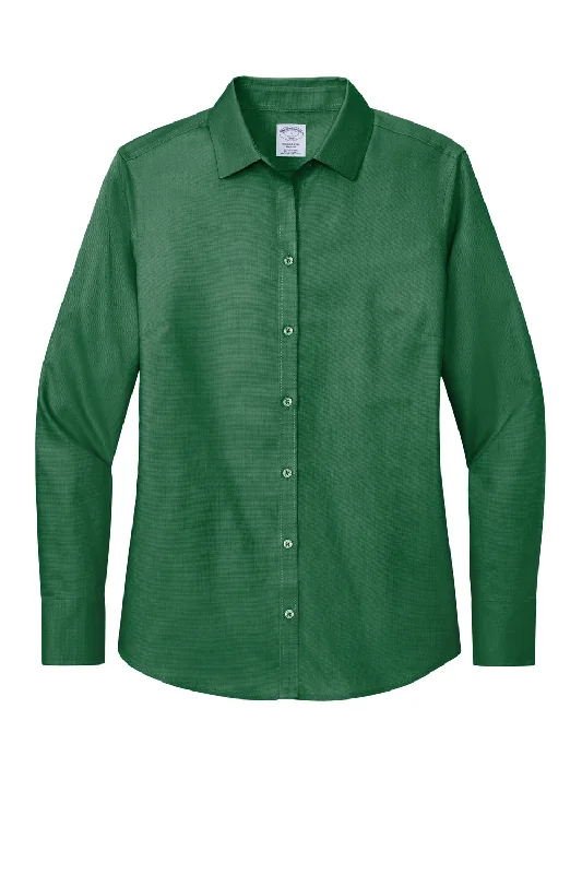 Brooks Brothers Womens Wrinkle Resistant Nailhead Long Sleeve Button Down Shirt - Club Green