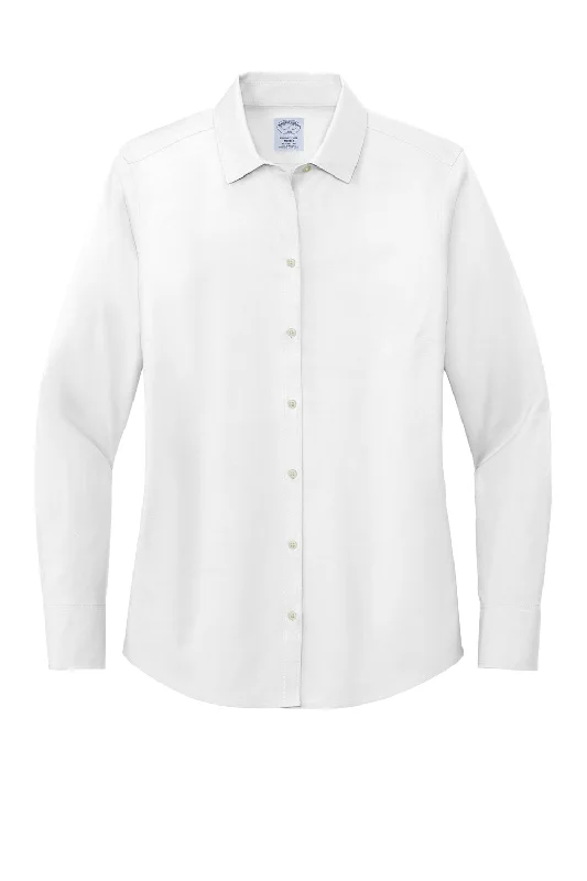 Brooks Brothers Womens Wrinkle Resistant Pinpoint Long Sleeve Button Down Shirt - White