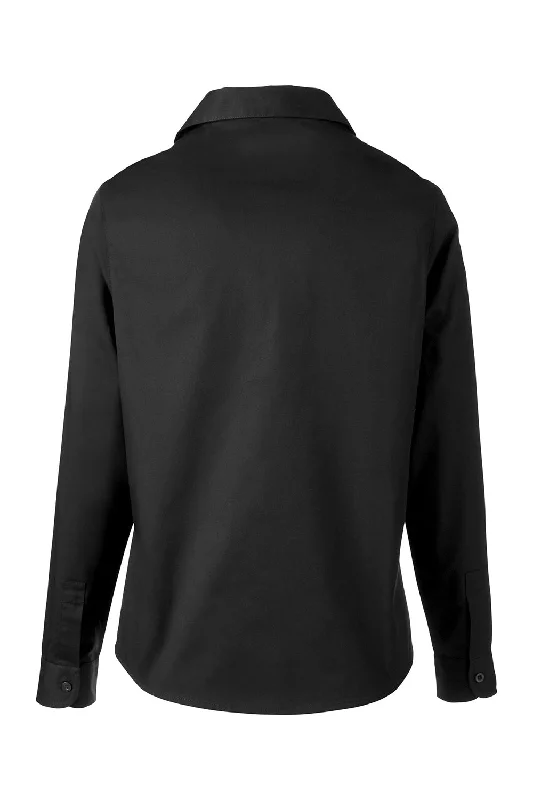 Harriton Womens Advantage Wrinkle Resistant Long Sleeve Button Down Shirt w/ Double Pockets - Black