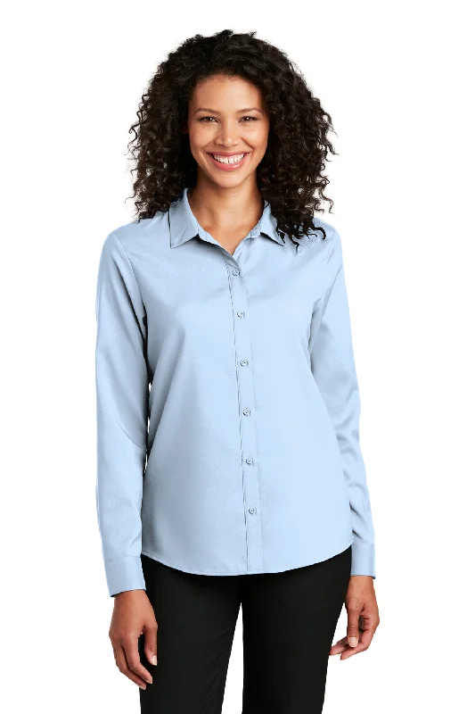 Port Authority Womens Performance Moisture Wicking Long Sleeve Button Down Shirt - Cloud Blue