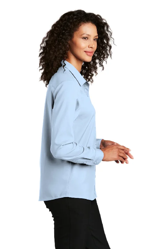 Port Authority Womens Performance Moisture Wicking Long Sleeve Button Down Shirt - Cloud Blue