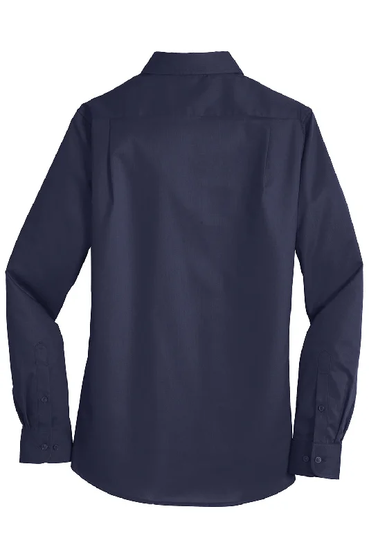 Port Authority Womens SuperPro Wrinkle Resistant Long Sleeve Button Down Shirt - True Navy Blue