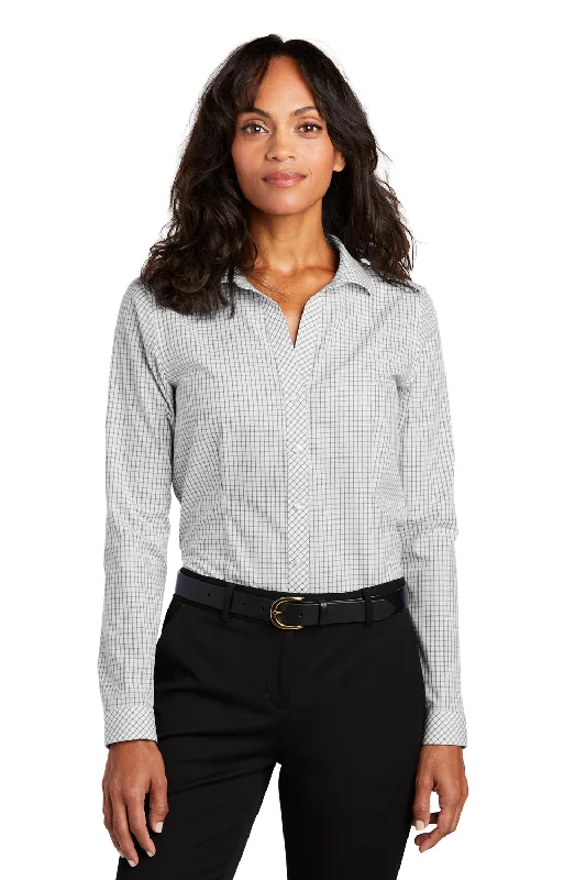 Red House Womens Check Wrinkle Resistant Long Sleeve Button Down Shirt - Grey/White - Closeout