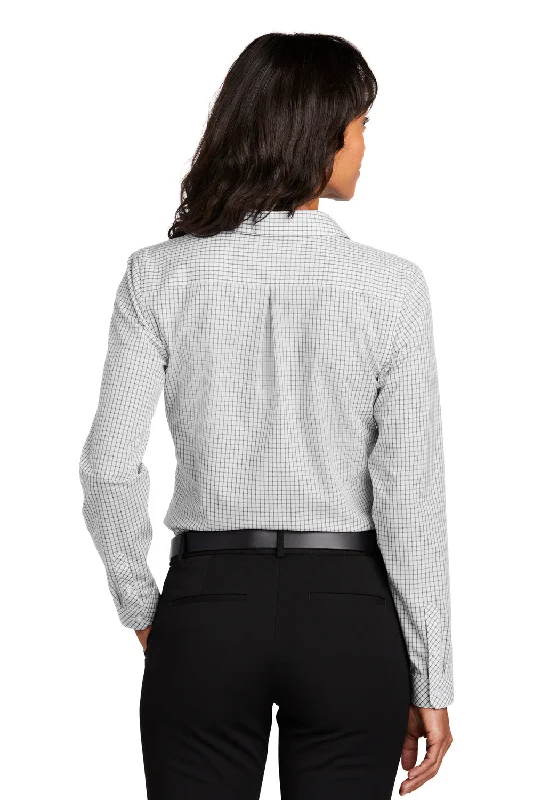 Red House Womens Check Wrinkle Resistant Long Sleeve Button Down Shirt - Grey/White - Closeout